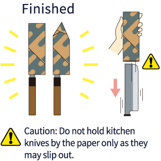 How to use 06 / Caution: Do not hold kitchen knives by the paper only as they may slip out.