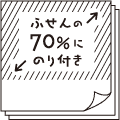 ふせんの70％にのり付き